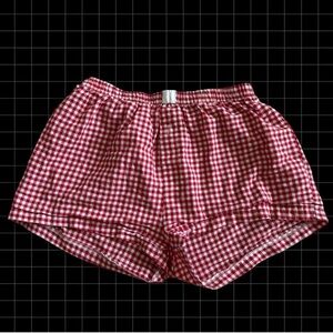 Red Gingham Elastic Waist Shorts
